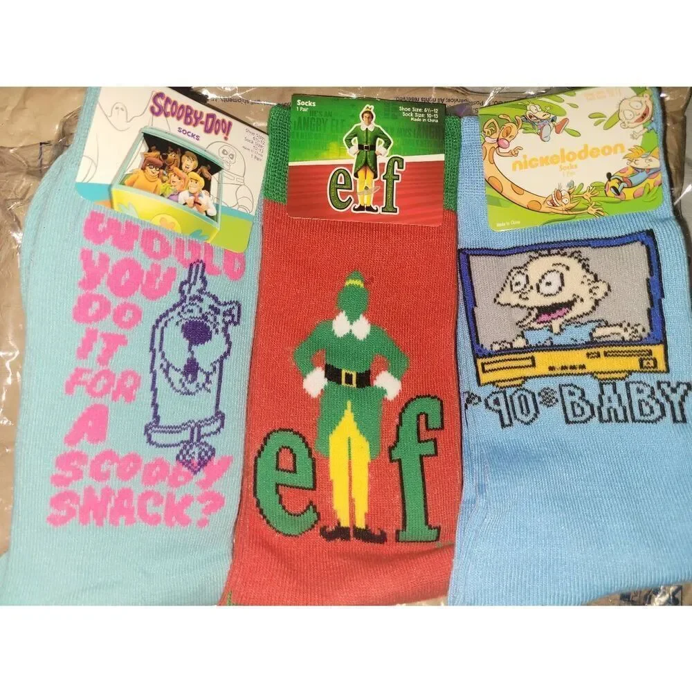 1 pair 2pc 90s theme crew socks